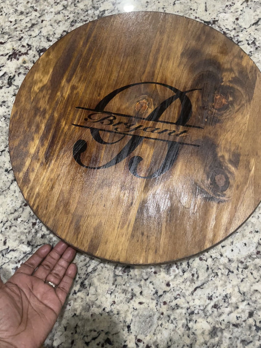 Revolving wood tray - 18 in