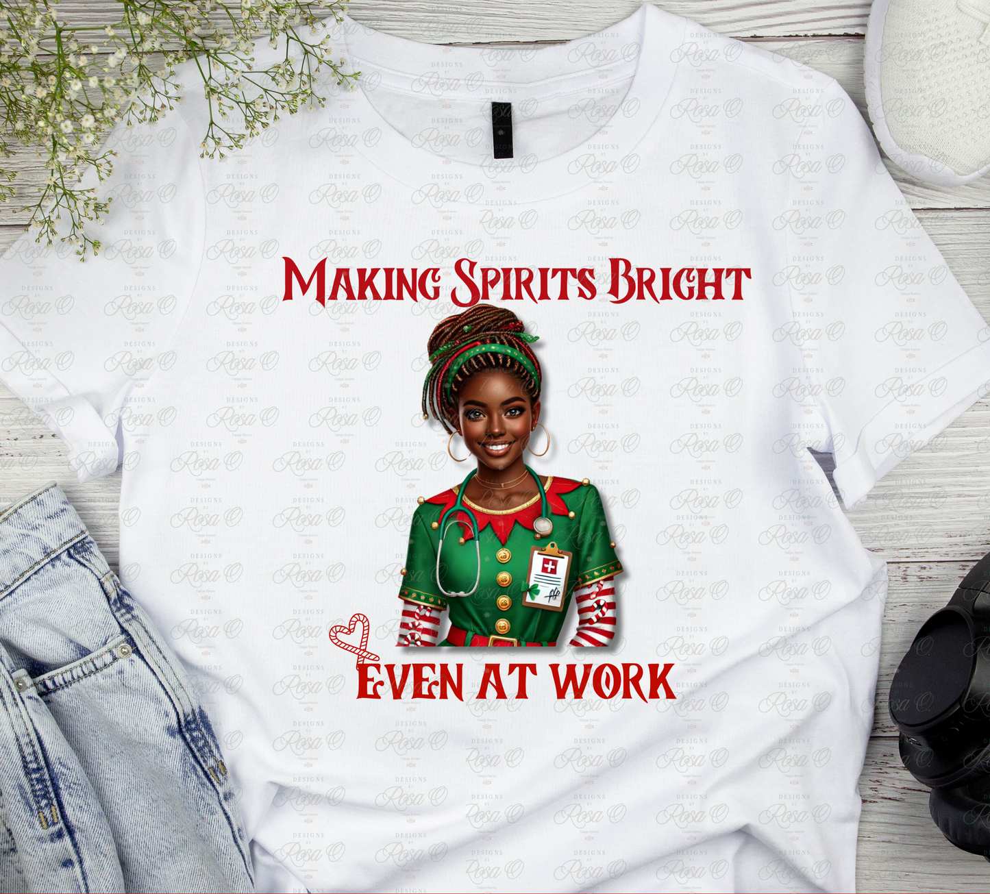 Making Spirits Bright Healthcare Elf T-Shirt